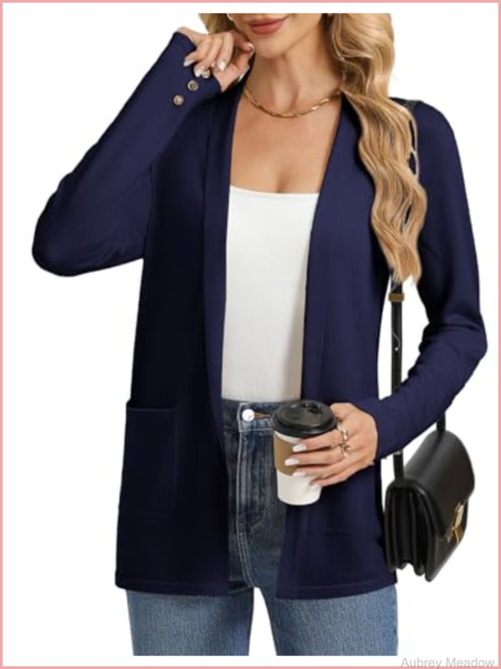 Viscose Polyester Cardigan with Collared Design and Buckle Cuffs